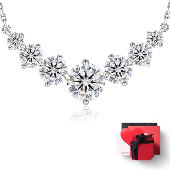 Valentine's Day Gift for Women Moissanite Pendant Necklace 5CT Lab Created Dia